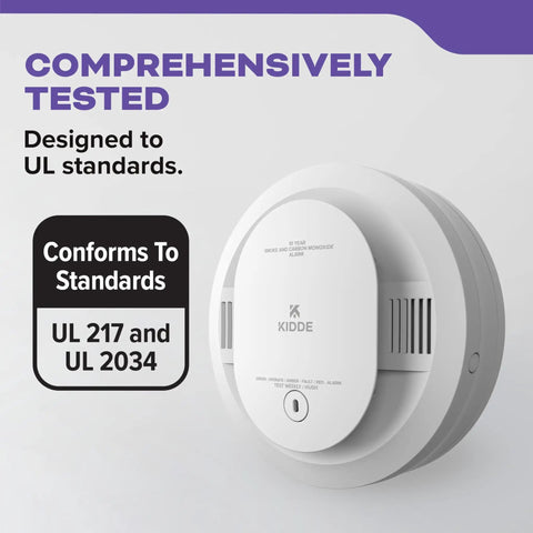 2 In 1 Smoke And Carbon Monoxide Detector With 10 Year Battery For Home Safety No Nonsense Protection Model 30CUD10 V 1 Pack Fast Smoke Detection 85 Decibel Alarm Red LED Indicator, white wall unit