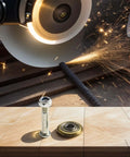 Angle grinder cutting metal with Manual Tile Cutter Replacement Rotary Bearing Wheels 22mm Metal Scoring Discs for tiles displayed below.