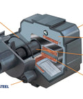 Interior view of Pondmaster 700 GPH Magnetic Drive Water Pump for Ponds 150 to 550 Gallons UL ETL certified, showing components labeled.