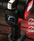 Heavy Duty 4 Inch Electric Battery Powered Ratcheting Cable Cutters showing display panel with power level and work progress indicators.