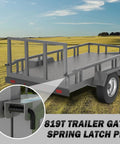 Rock Solid 819T Trailer Tailgate Spring Latch Kit 2 Pack includes sturdy retainer pins on a utility trailer.