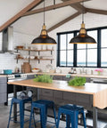 Dope Matte Black Farmhouse Pendant Lights Kit For Kitchen Island Vintage Industrial Barn Style Hanging Bar Lights With Oil Rubbed Bronze Accents Adjustable Cord Soft Glow 12 Inch Pendant Lamps 2 Pack above kitchen island