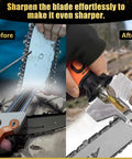 Diamond Chainsaw Sharpener Kit With 36 Piece Set And Storage Case Titanium Plated Grinding Bits For Chainsaws in use.