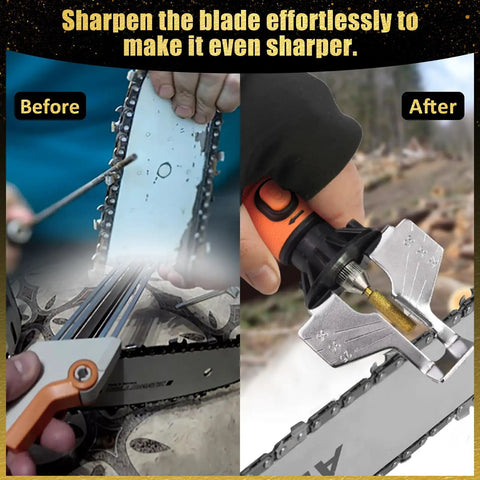 Diamond Chainsaw Sharpener Kit With 36 Piece Set And Storage Case Titanium Plated Grinding Bits For Chainsaws in use.
