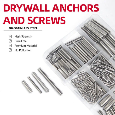 295 Piece Stainless Steel Roll Pin Kit With Spring Dowels, Slotted Tension Pins, And Split Expansion Pins, M1.5 To M6 Sizes, 14 Types, Corrosion-Resistant For Secure Fastening And Quick No Fuss Assembly.