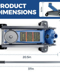 3 Ton Hydraulic Floor Jack 6600 Lbs Lift Range Heavy Duty Steel Race Car Stand dimensions shown with measurements.