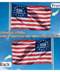 Double Sided 3 Ply 250th Anniversary American Flag 3 By 5 Feet Indoor Outdoor Patriotic Decor 1776 2026 front and back view