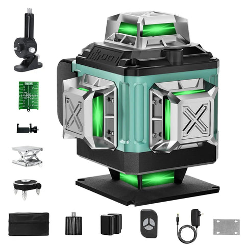 High Visibility 4x360 Degree Green Cross Line Laser Level with accessories