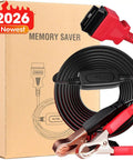 BTMS Pro Grade Car Battery Tester Memory Saver for OBD2 Vehicles with 12V backup clamp and surge protection in packaging