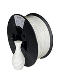 Top Tier White PLA Bioplastic 3D Printer Filament 1.75 Mm 1 Kg Spool beside a 3D printed decorative vase.
