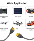 Diagram showing XT60 Male To XT60 Female Extension Cable 10 Ft 3 M Charging Cable For Solar Generators and various devices