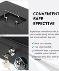Lockable Cash Box With Coin Tray Durable Metal Money Box With Key Lock for bills and change with handle and key close-up