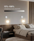 Chrome Battery Operated Wall Sconces Set of 2, Rechargeable Wireless Wall Lights with Milky White Frosted Glass, 12 RGB and 3CCT Dimmable, Wall Lamps with Remote for Bedroom Living Room Hallway, adjustable brightness levels.