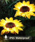 Sunflower Solar Garden Stake Lights Set Of 2 For Outdoor Decor 26 Inch Garden Path Yard Accent Stakes That Glow Up At Night