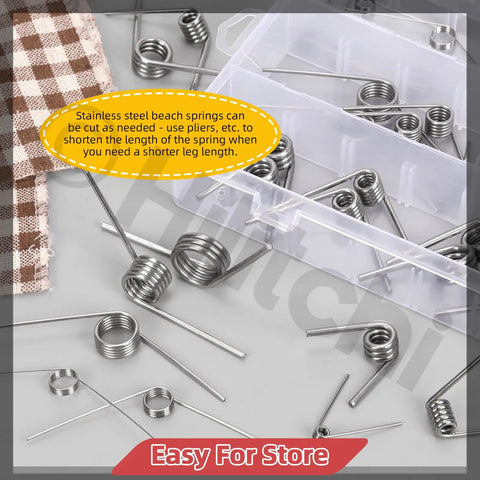Stainless Steel Torsion Spring Kit With 45 Pieces In 15 Sizes Including 30mm 45 Degrees 40mm 90 Degrees And 50mm 120 Degrees V Shape Springs For Repair Tools Woodworking DIYers, displayed in storage box