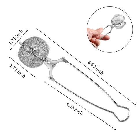 Stainless Steel Tea Infuser Ball Strainer With Handle 3 Pack Ultra Fine Mesh Filter dimensions overview for loose leaf tea