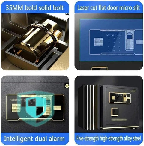 Home Safe With Fingerprint Lock And Digital Keypad, Fireproof And Waterproof Security Safe for home or office, interior components view