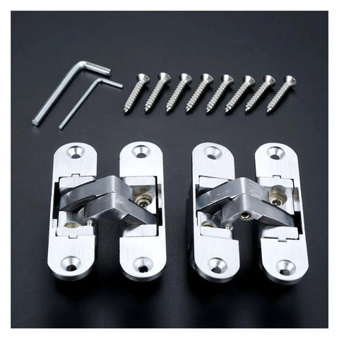 Two Pack Zinc Alloy Hidden Folding Door Hinges 23x95mm For Cabinets And Counters Concealed Mount With Screws