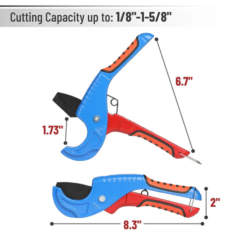 Pro Grade PEX Pipe Cutter For One Eighth To One And Five Eighths Inch Tubing, Clean Burr Free Cuts, Durable Handheld Tube Cutter