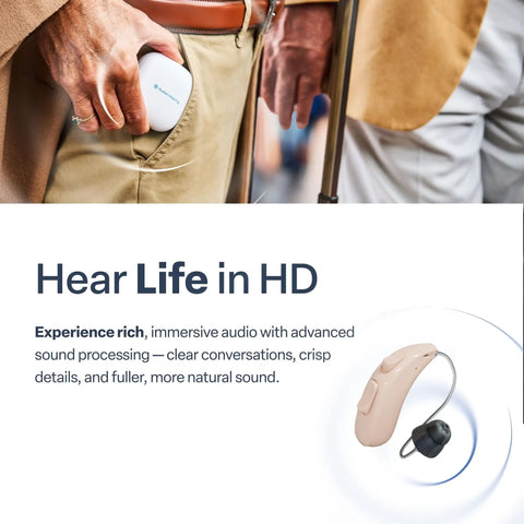 Wireless Rechargeable OTC Hearing Aid for Seniors and Adults Ultra Comfortable Design Nearly Invisible Fit Clean Digital Sound