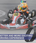 Young racer on go kart track with Three Pack Drive Belt Set for 30 Series Torque Converter Go Karts visible.