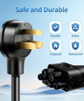 NEMA 10-30 Adapter For Tesla Gen 2 Mobile Connector, 240V 24A Dryer Outlet EV Charger Adapter with close-up plug details