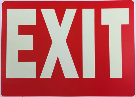 Glow In The Dark Exit Sign 4 Pack, Photoluminescent Plastic Signs 12 By 8 Inches, Highly Visible for Fast Evacuation