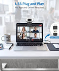 2K Webcam With Built In Ring Light Ultra HD Web Camera For Desktop Computers Delivers Crisp 30Fps Footage optimized for video calls on a laptop.