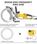 Professional Grade 8000W Brushless Concrete Wall Cutting Saw With 29Cm And 39Cm Blades, showcasing 29cm ring saw design and features.