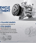 Top Tier AC Compressor With Clutch for 2012 Through 2017 Hyundai Accent Kia Rio 1.6 Liter Motor showing vehicle fitment details.