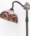 Tiffany Style Floor Lamp With Stained Glass Shade Adjustable Arched Gooseneck 66 Inch Tall Bronze Base Antique Reading Light