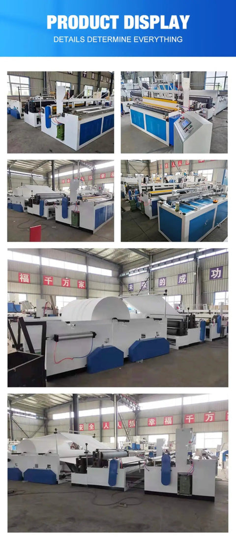 Heavy Duty Automatic Tissue Paper Machine For Commercial Toilet Paper Manufacturing Custom Rewind Emboss And Precision Cutting Gear in production facility.