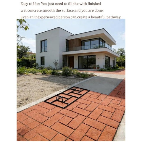 Walkway Concrete Path Molds 23.6 By 11.8 Inches Reusable DIY Stepping Stone Paver Set creating a garden pathway