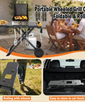 Foldable Grill Cart For Blackstone 17 And 22 Inch Tabletop Griddles And Weber Q Series Grills Portable Stand With Shelf