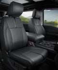 Ford F150 Seat Covers Full Set Leather Waterproof, Custom Fit for SuperCrew Crew Cab 2015-2026, Black Truck Interior