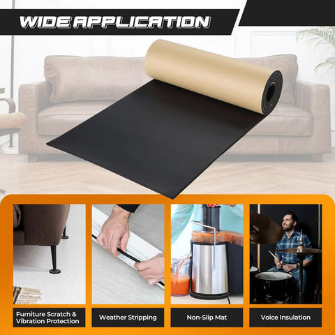 Neoprene Sponge With Sticky Back Foam Rubber Sheet 1/4 Inch, shown for DIY builds and applications like weather stripping and insulation.