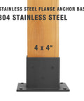 Heavy Duty 4x4 Deck Post Base Kit, 8 Pieces, 3.5 by 3.5 Inch Wood Post Brackets, Base Plate Anchor, Matte Black Deck Railing