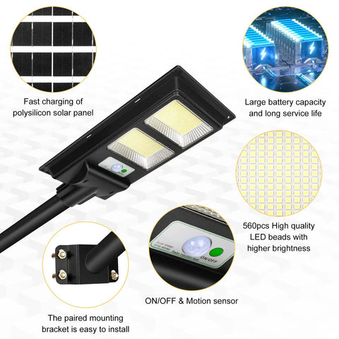 Ridiculously Bright 400W Solar Street Lights Outdoor Two Pack with Motion Sensor and Light Control, features and specifications