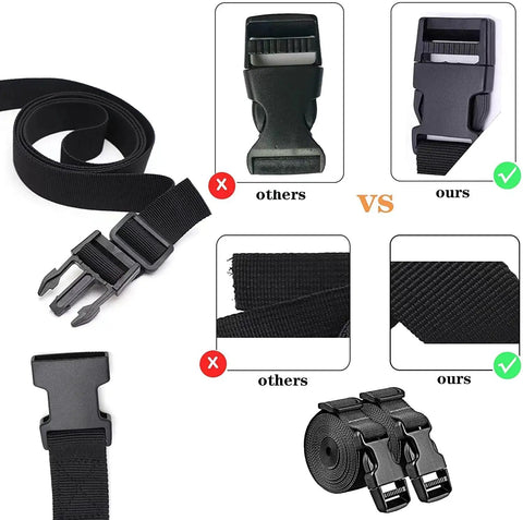 Comparison of Essential 1 Inch Side Release Buckles Kit With Dual Slides Tri Glide And D Rings Gear showing strap features.