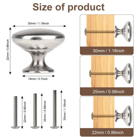 4 Pack Satin Brushed Nickel Round Mushroom Cabinet Knobs For Kitchen Bath And Closet Cabinets With On Trend Satin Finish And Easy Install Hardware Durable Zinc Alloy, 30mm