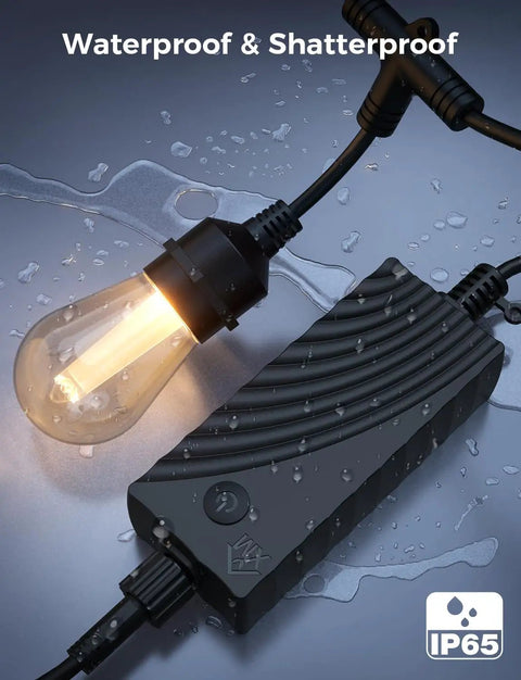 Waterproof shatterproof bulb and control box for 123 Ft Outdoor Color Changing String Lights With RGB CWIC LEDs