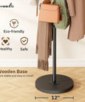 Heavy Duty Freestanding Coat Rack With Solid Wood Base And Metal Coat Tree 6 Hook Hanger Stand For Jackets Hats Bags No Wobble Sturdy