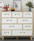Straight Ahead Stainless Steel Tray Handles Set Of 4 With Comfy Angled Grip and Clean Silver Look on a modern dresser.