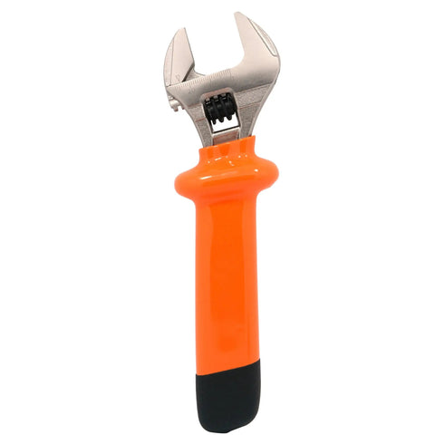 8 Inch Heavy Duty Insulated Electrician Adjustable Wrench With Cushioned Grip Nickel Plated Surface Anti Rust Finish High Voltage Up To 1000V Chrome Vanadium Steel Construction For Tough Jobs
