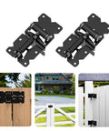 Two Pack Self Closing Gate Hinges For Wooden Fences Built To Last Heavy Duty Stainless Steel Gate Closer Hinges With Screws Durable Fence Hardware For Smooth Automatic Closing And Secure Outdoor Gate Performance. black steel self-closing gate hinges for wooden fences with screws