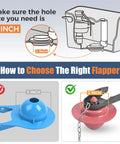 Universal Toilet Flusher Replacement Kit With Adjustable Fill Valve, Water Saving Quiet Anti Siphon Inside Tank 2 Inch Flapper No Hassle Install Red 1 Pack 2 inch flapper size guide
