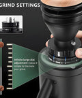 Kickstart Your Daily Brew With This No Fuss Commercial Coffee Grinder equipped with 8 grind settings and large adjustment dial.