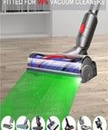 Universal USB Powered Vacuum Cleaner Display With Green Laser Indicators And Flexible Laser Components For Cleaning Machines Easy Plug In USB Setup And Stable Operation That Works With Most Vacs showing a vacuum brush on wood floor