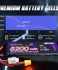 11.1V 3S 5200mAh 80C RC LiPo Battery Pack With XT60 Connector Soft Case shown with performance graph