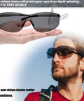 Man outdoors wearing 12 Pack ANSI Z87.1 Safety Glasses For Men And Women Clear And Grey Lens Anti Scratch Eye Protection